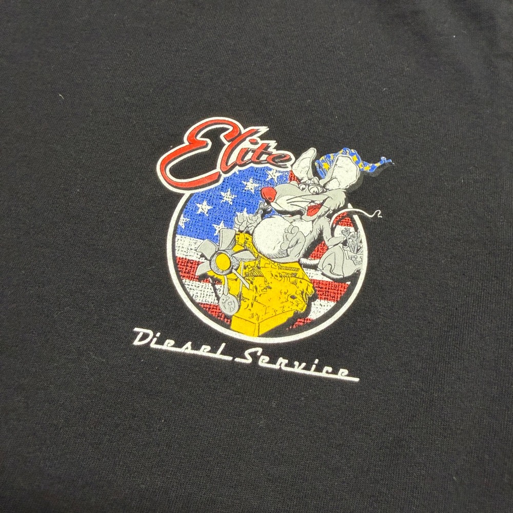 Vintage Bayside Elite Diesel Service Rat The Wizard Trucking T-Shirt Black Small - Picture 4 of 8